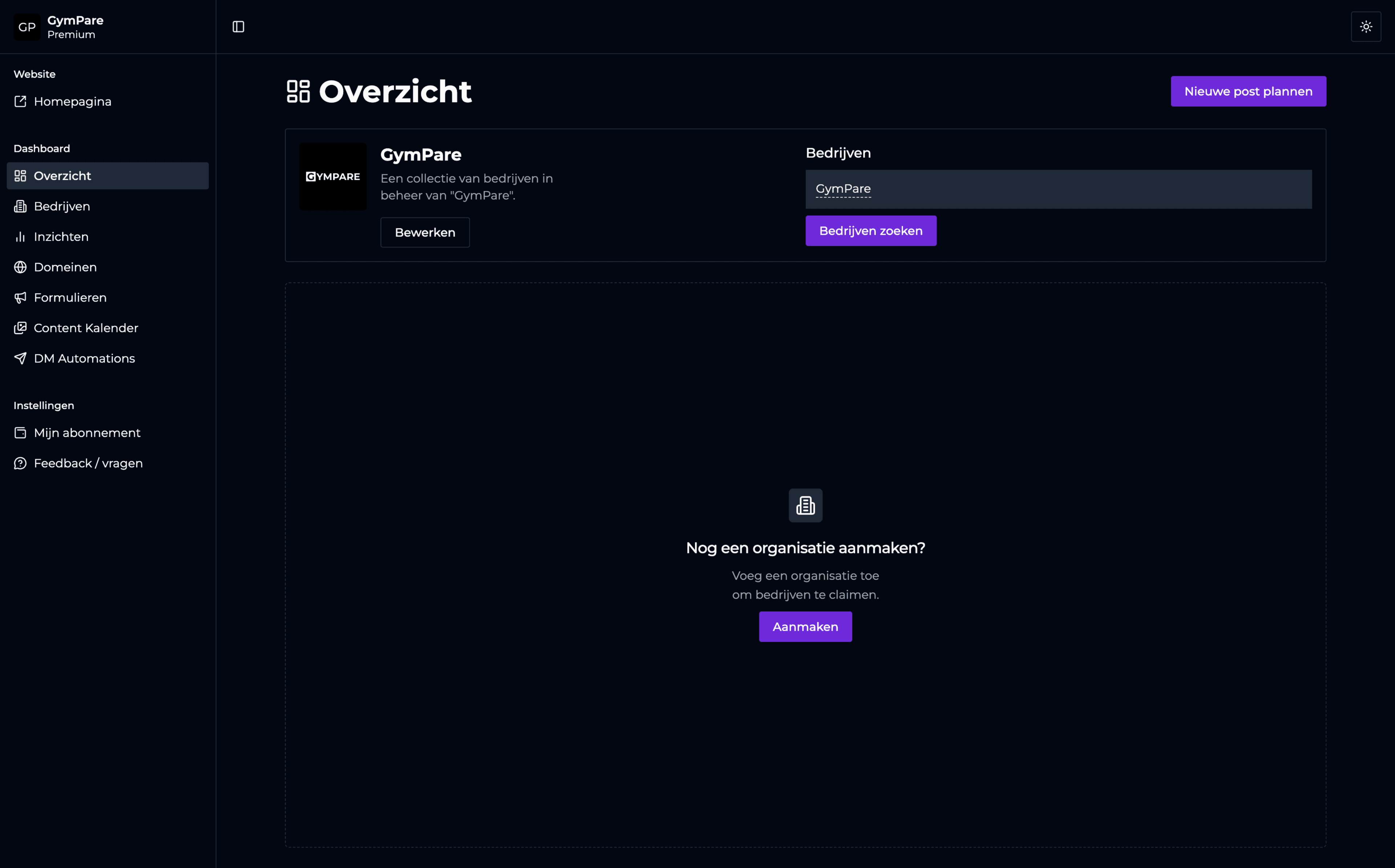 GymPare dashboard