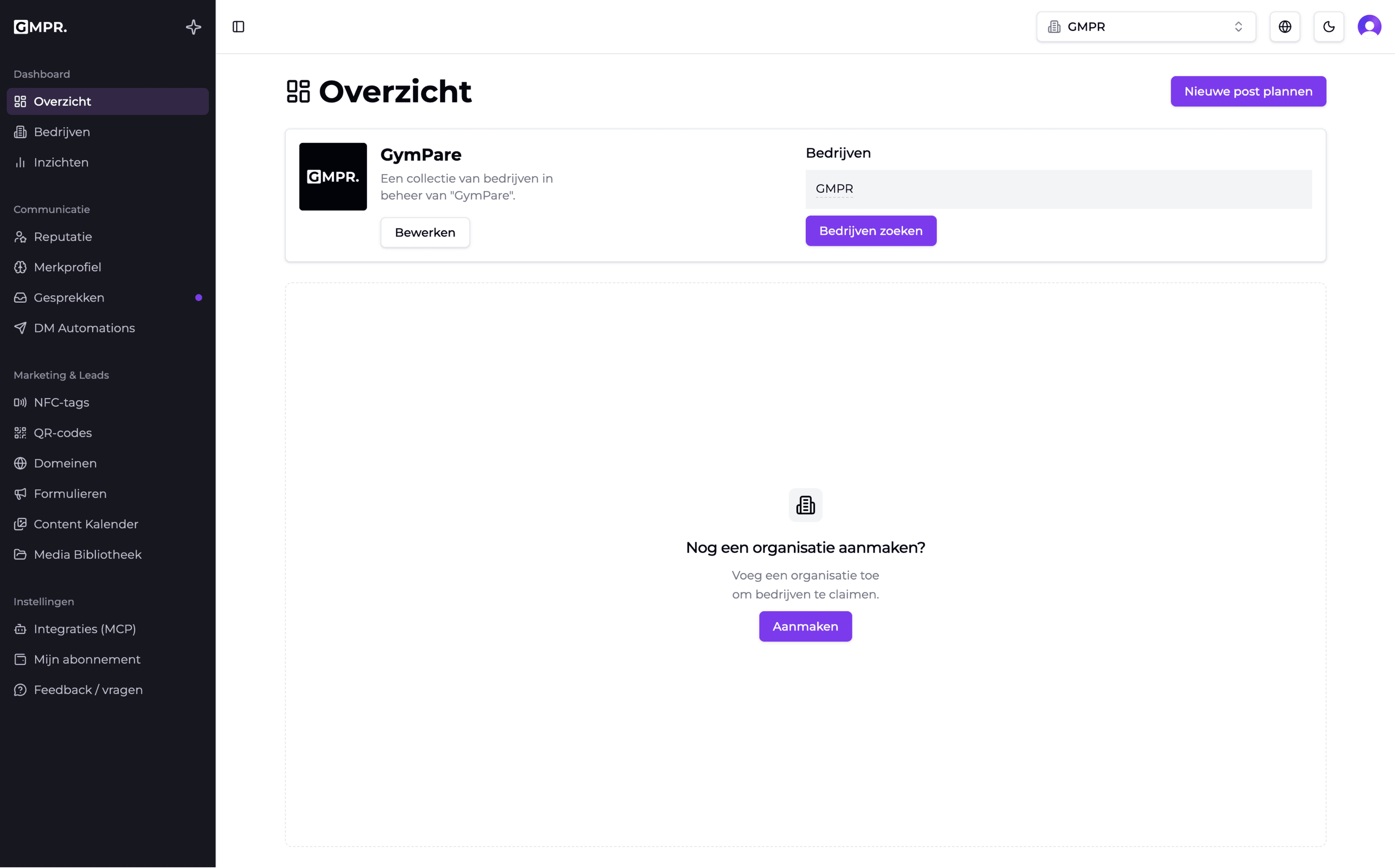 GymPare dashboard